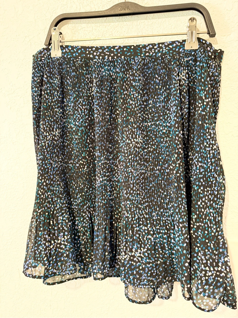 Banana Republic Black Pleated Skirt with Blue and White Dot Print